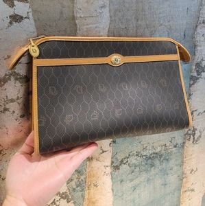 DIOR BLACK BROWN HONEYCOMB PVC CLUTCH BAG